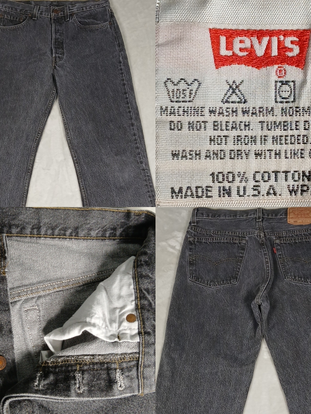 Vintage 90's Levi's 501 Made In USA Jeans 32x33 Tagged 33x34 Men's Faded Black